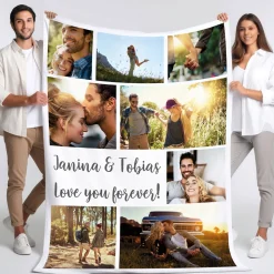 XXL Kuscheldecke personalisiert mit 8 Fotos & Text | Sherpadecke | Geschenk für Familie & Freunde