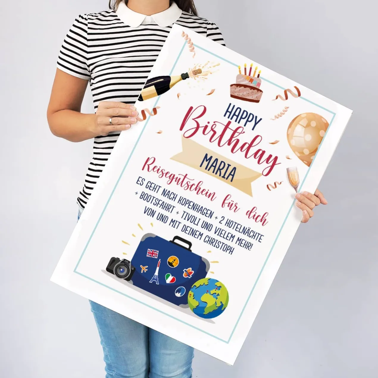 XXL Reisegutschein - Klappkarte zum Geburtstag
