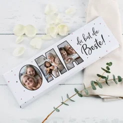 XXL Schokolade personalisierbar mit 3 Fotos als Geschenk für die beste Oma | 300 g