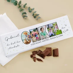 XXL Schokolade personalisierbar mit 5 Fotos | Geschenk für den besten Onkel | 300 g
