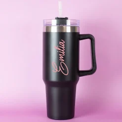 XXL Thermobecher personalisierbar mit Name | Auswahl Schriftfarbe | Thermo Cup 1,2 Liter