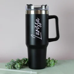 XXL Thermobecher personalisierbar mit Name | Auswahl Schriftfarbe | Thermo Cup 1,2 Liter