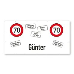 XXXL Bauzaun Banner zum Geburtstag im Verkehrszeichen Design personalisiert | Partybanner 3,15 Meter