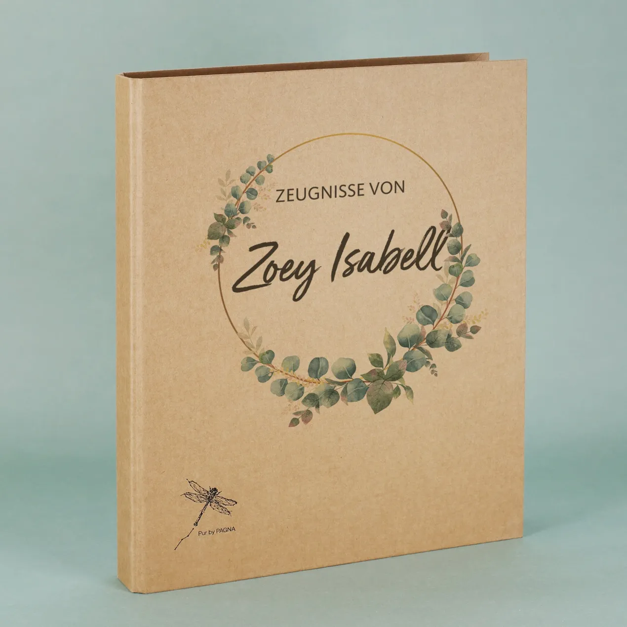 Zeugnismappe personalisiert mit Name | Eukalyptus-Motiv