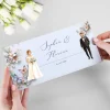 Ziehkarte mit Brautpaar - Hochzeitseinladung - viele Varianten auswählbar