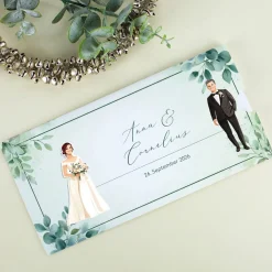 Ziehkarte mit Brautpaar - Hochzeitseinladung - viele Varianten auswählbar