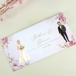 Ziehkarte mit Brautpaar - Hochzeitseinladung - viele Varianten auswählbar