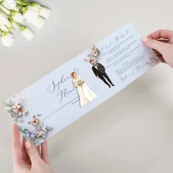 Ziehkarte mit Brautpaar - Hochzeitseinladung - viele Varianten auswählbar