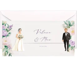Ziehkarte mit Brautpaar - Hochzeitseinladung - viele Varianten auswählbar
