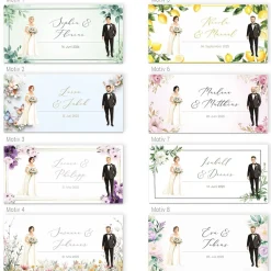 Ziehkarte mit Brautpaar - Hochzeitseinladung - viele Varianten auswählbar