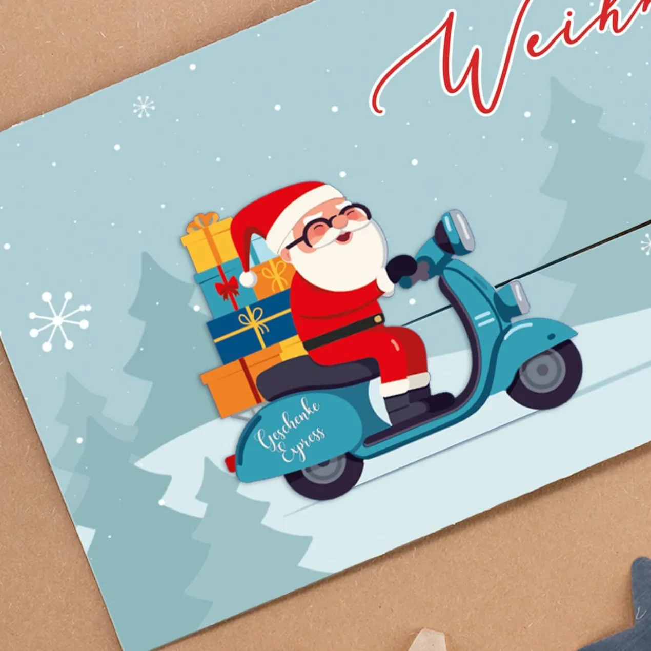 Ziehkarte mit Weihnachtsmann - für Ihr Geldgeschenk zum Fest