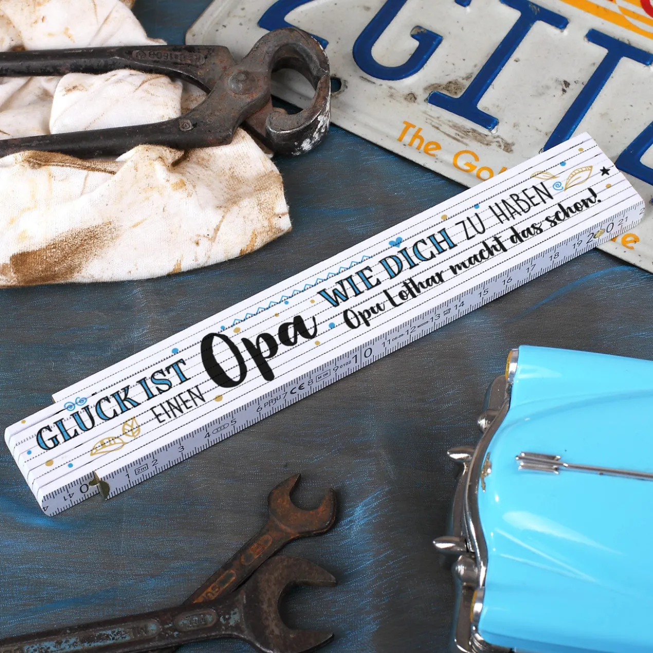 Zollstock für Opas - Glück ist einen Opa wie dich zu haben - mit Wunschtext