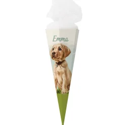 Zuckertüte mit niedlichem Hund und Ihrem Wunschnamen bedruckt