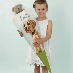 Zuckertüte mit niedlichem Hund und Ihrem Wunschnamen bedruckt