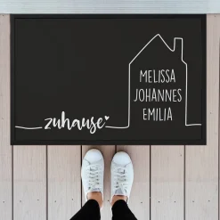 Zuhause - Fußmatte mit Haus und Ihren Wunschnamen