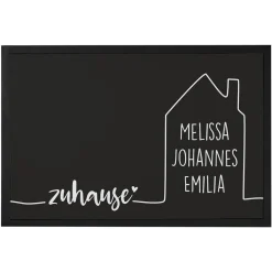 Zuhause - Fußmatte mit Haus und Ihren Wunschnamen