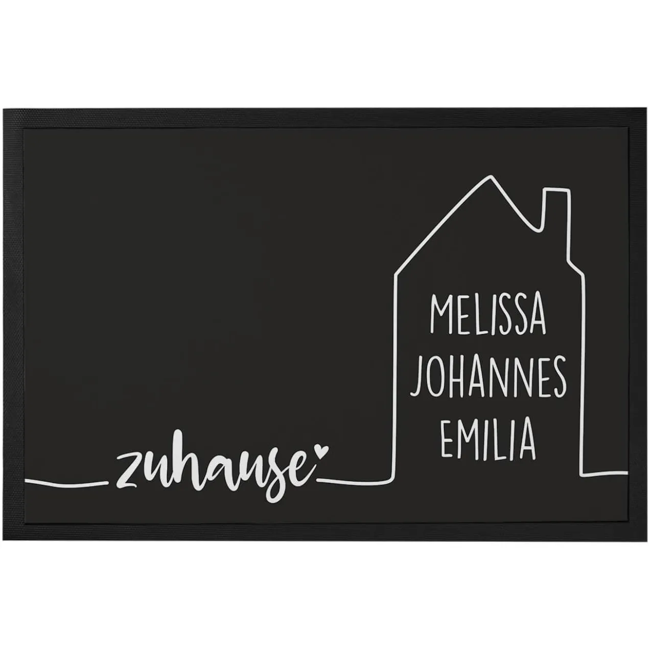 Zuhause - Fußmatte mit Haus und Ihren Wunschnamen