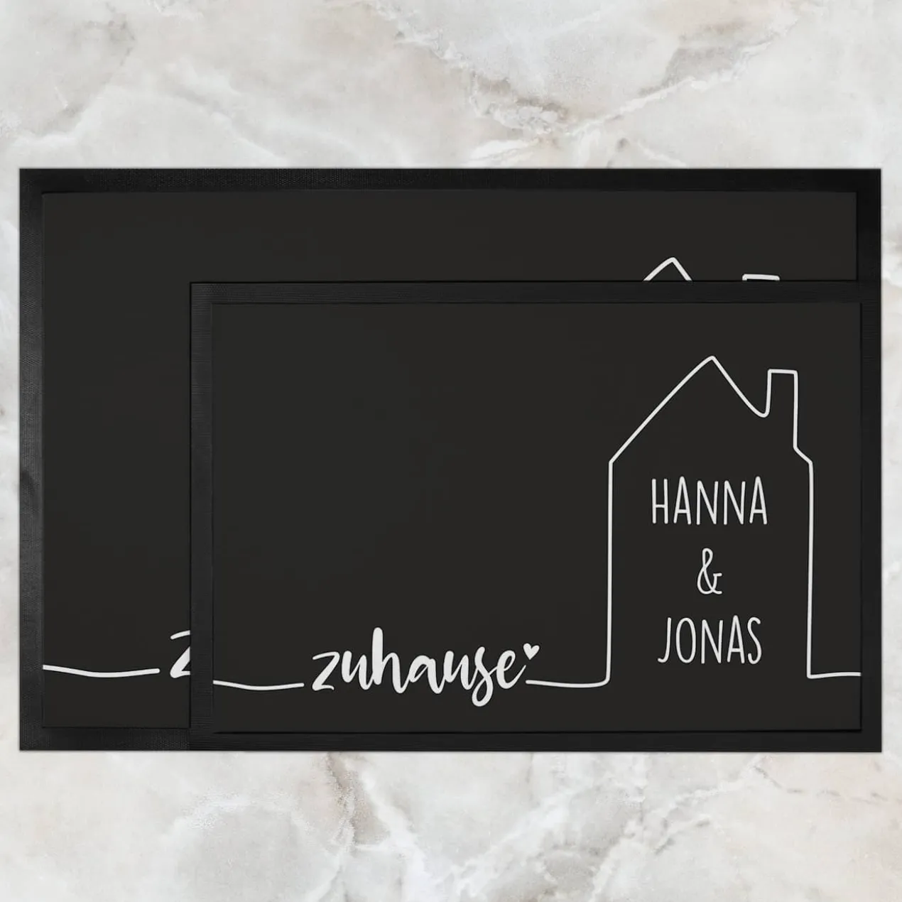 Zuhause - Fußmatte mit Haus und Ihren Wunschnamen