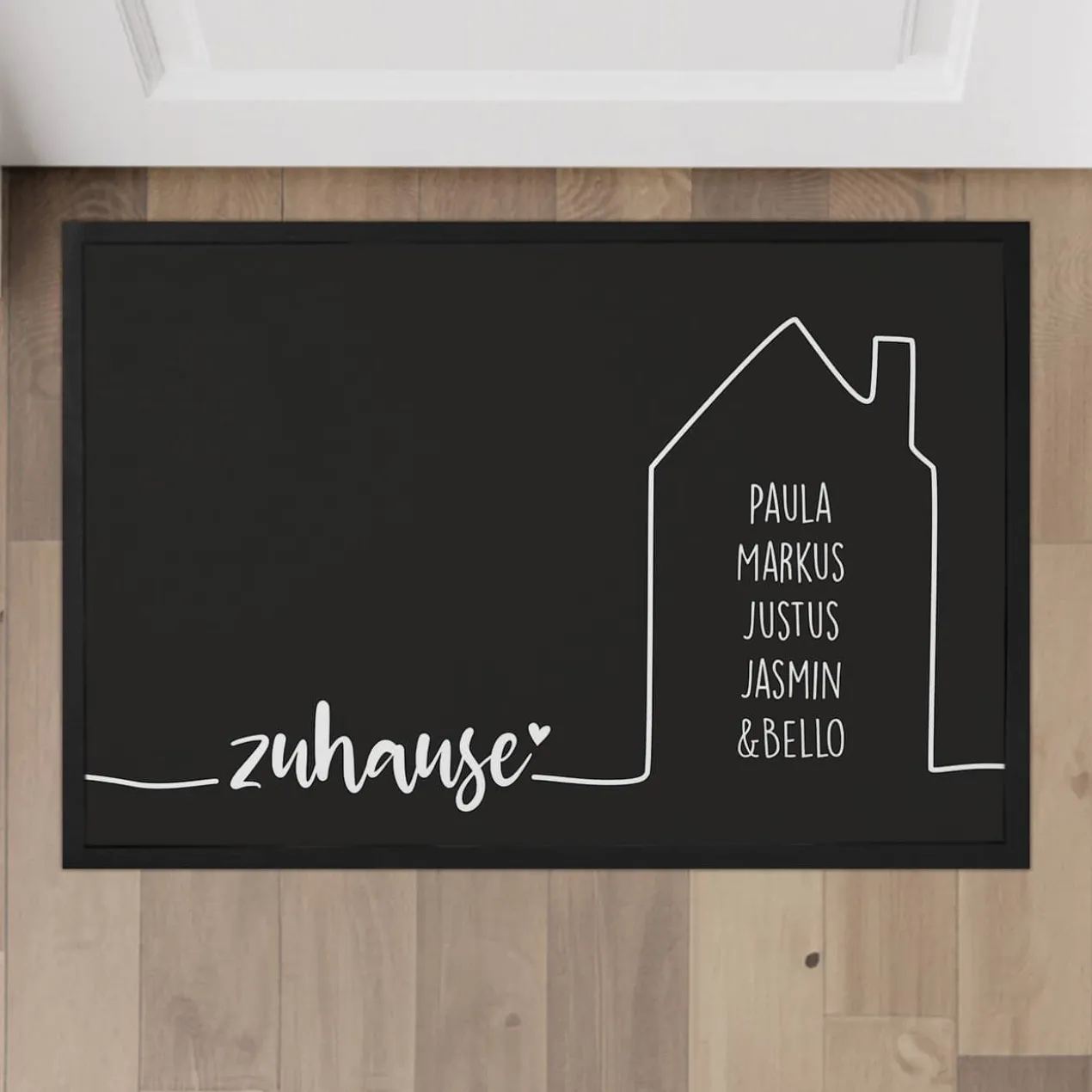 Zuhause - Fußmatte mit Haus und Ihren Wunschnamen