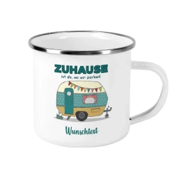 Zuhause ist da, wo wir parken - Emailletasse