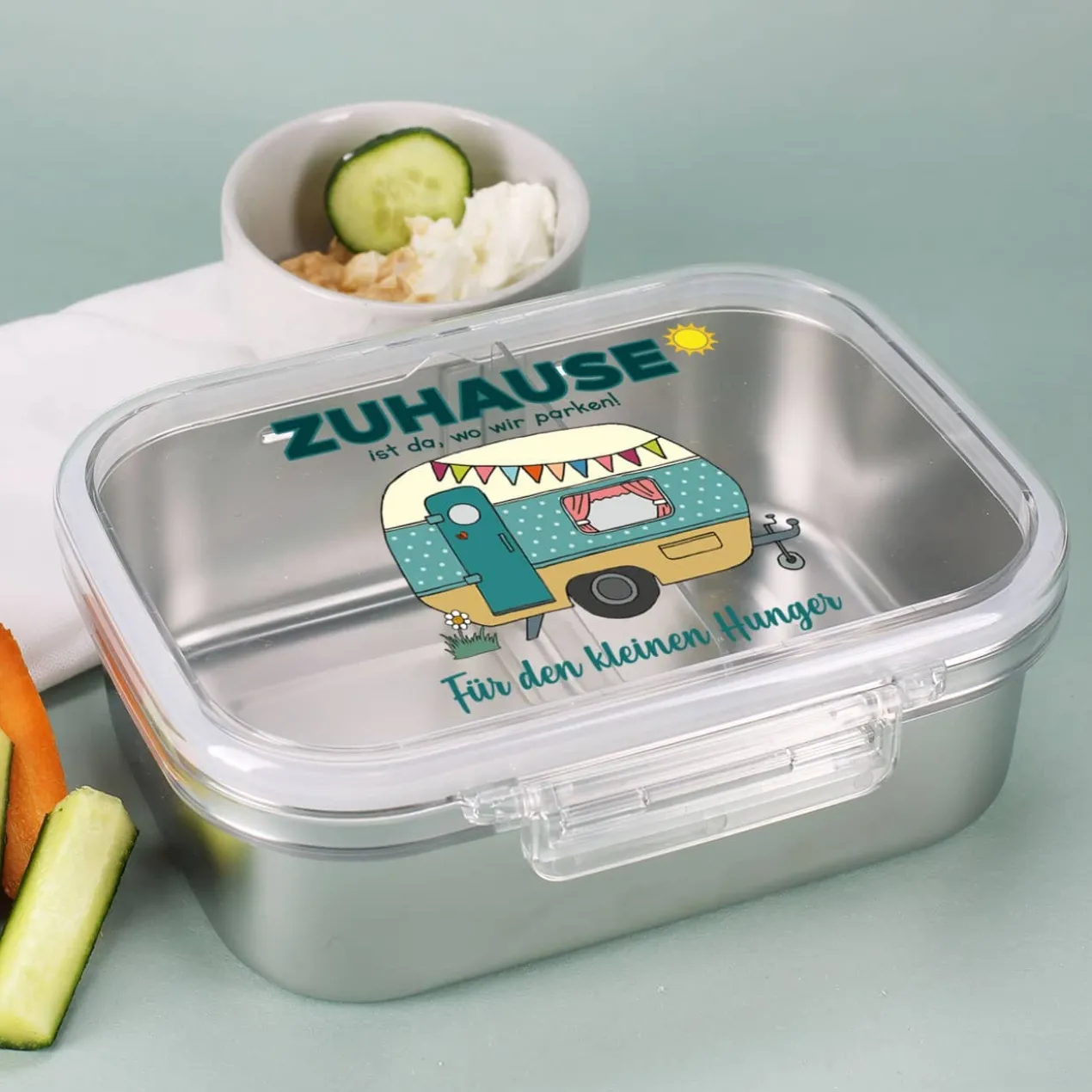 Zuhause ist da, wo wir parken! - Lunchbox für den Camper mit Wunschtext