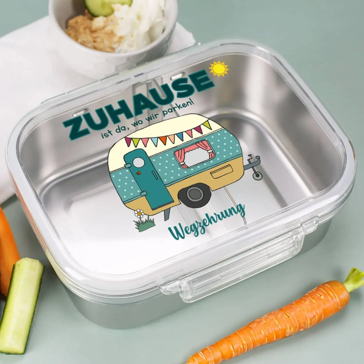Zuhause ist da, wo wir parken! - Lunchbox für den Camper mit Wunschtext