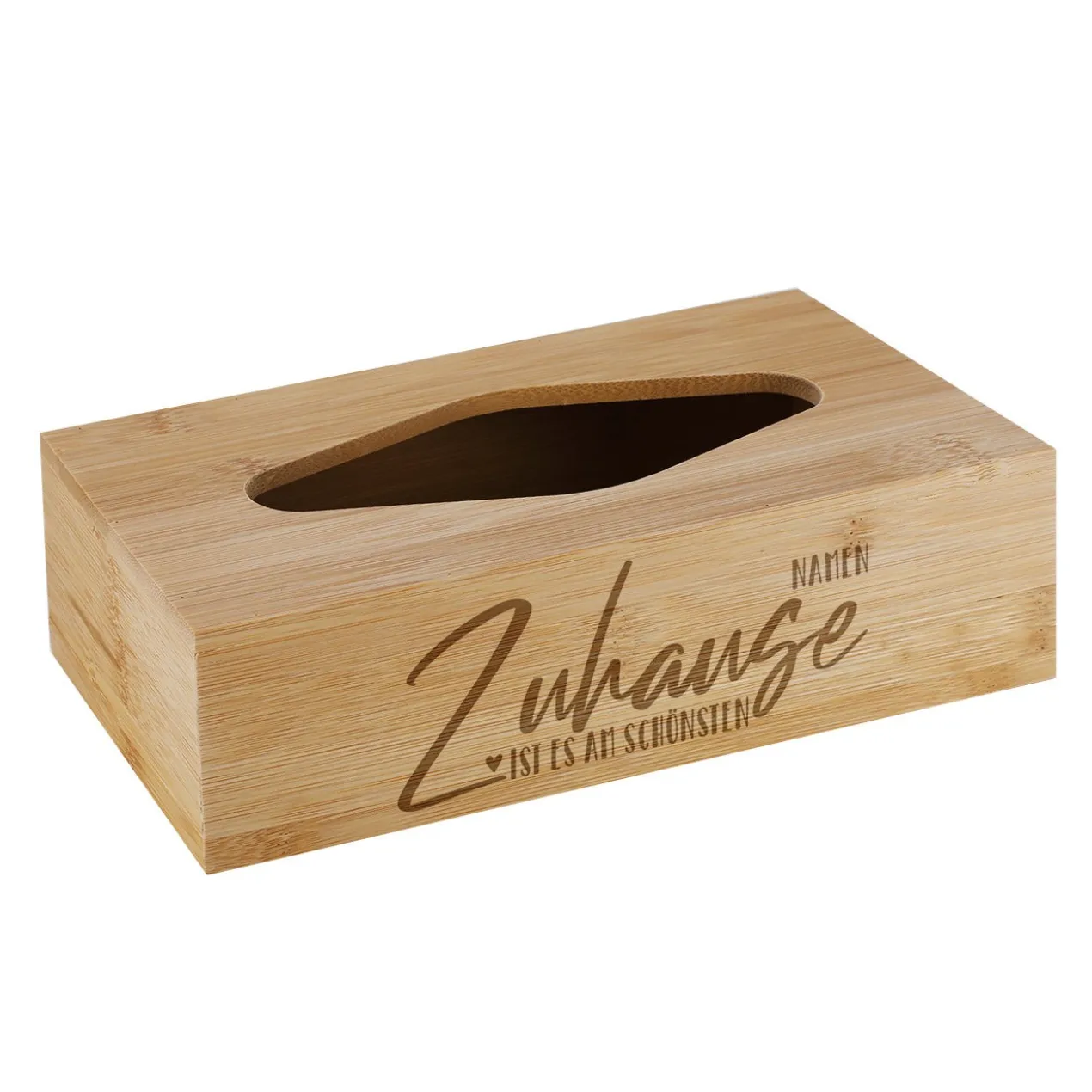 Zuhause ist es am Schönsten - Taschentuchbox mit Namensgravur