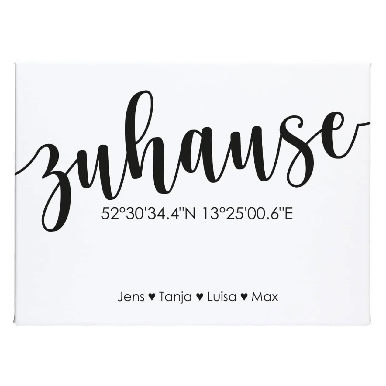 Zuhause - Leinwand mit Koordinaten und Ihren Wunschnamen