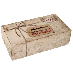 Zum Geburtstag alter Schachteln eine passende Geschenkverpackung bedruckt mit Name und Jahr
