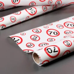 Zum 70. Geburtstag Geschenkpapier im Verkehrszeichendesign