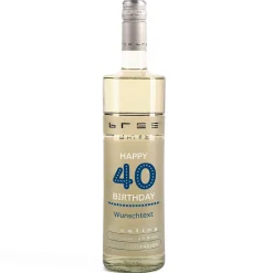Zum 40. Geburtstag - Weißwein mit individuellem Aufdruck