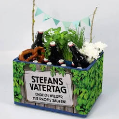 Zum Vatertag - Bierkasten-Banderole mit Ihrem Wunschtext & Aufklebern