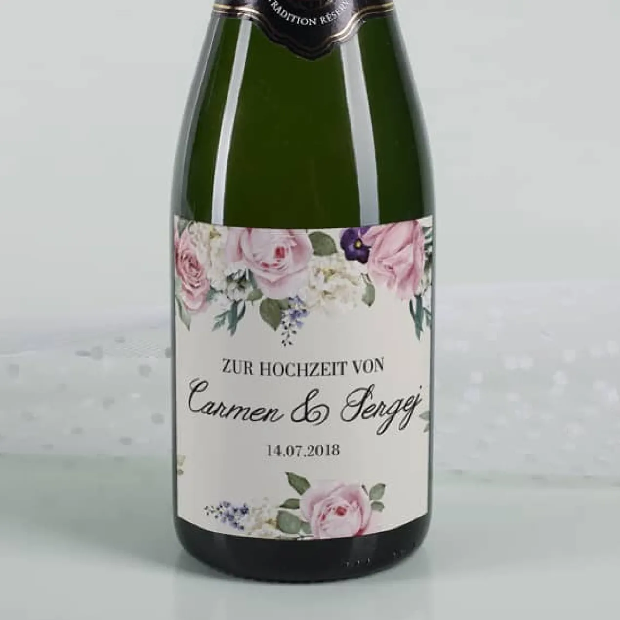 Zur Hochzeit - persönliche Flaschenaufkleber für Ihre Hochzeit