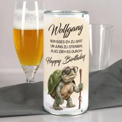 Zu spät um jung zu sterben - 1 Liter Bierdose als lustiges Geburtstagsgeschenk